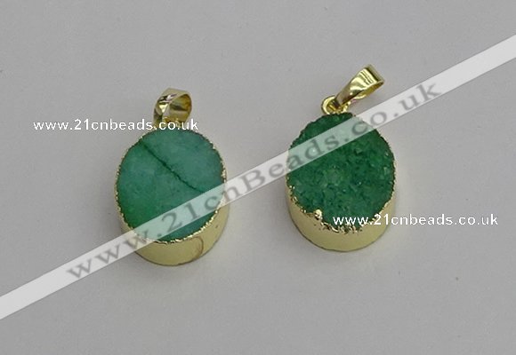 NGP7200 15*20mm oval druzy quartz pendants wholesale