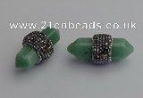 NGP7212 15*40mm sticks green aventurine pendants wholesale