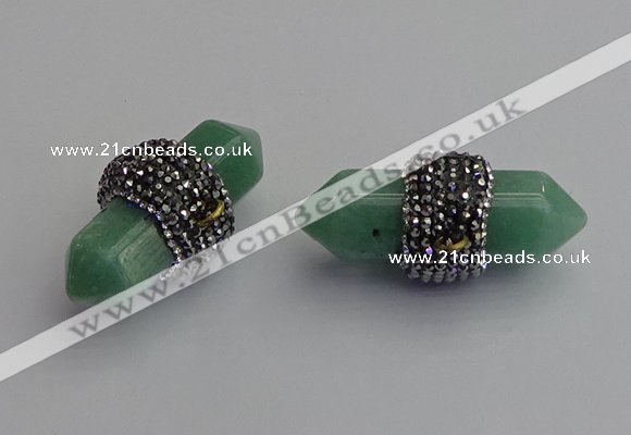 NGP7212 15*40mm sticks green aventurine pendants wholesale