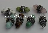 NGP7220 15*40mm sticks mixed gemstone pendants wholesale