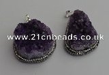 NGP7233 25*40mm - 30*40mm freeform druzy amethyst pendants