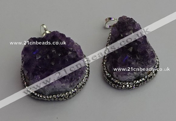 NGP7233 25*40mm - 30*40mm freeform druzy amethyst pendants