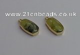 NGP7263 13*25mm faceted freeform green rutilated quartz pendants