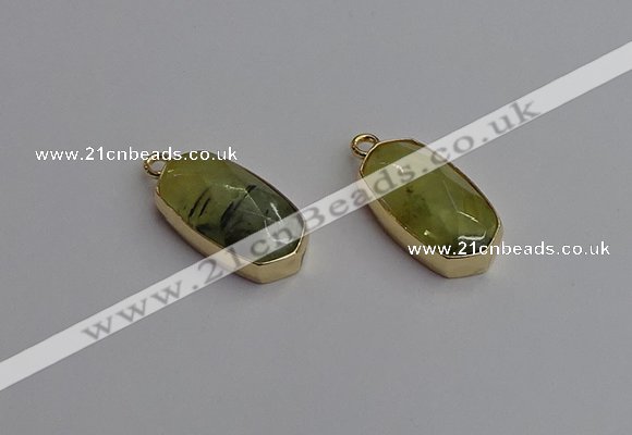 NGP7263 13*25mm faceted freeform green rutilated quartz pendants