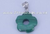 NGP728 4*15mm flower natural malachite with 18KGP gemstone pendant