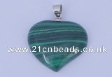 NGP729 25*25mm heart natural malachite with 18KGP gemstone pendant