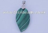 NGP730 15*28mm leaf natural malachite with 18KGP gemstone pendant