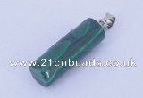 NGP731 8*24mm column natural malachite with 18KGP gemstone pendant