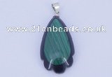 NGP733 17*34mm teardrop natural malachite & black agate with 18KGP pendant