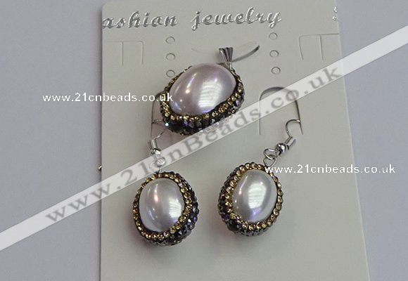 NGP7398 15*18mm - 18*22mm oval shell pearl jewelry sets