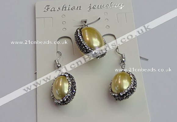 NGP7399 15*18mm - 18*22mm oval shell pearl jewelry sets