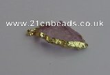 NGP7401 22*30mm - 25*40mm arrowhead plated druzy quartz pendants