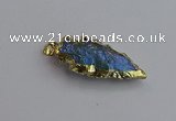 NGP7404 22*30mm - 25*40mm arrowhead plated druzy quartz pendants