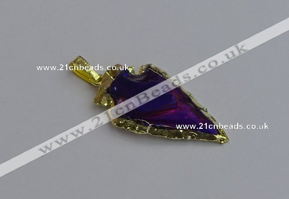 NGP7410 22*30mm - 25*40mm arrowhead plated obsidian pendants