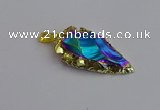 NGP7411 22*30mm - 25*40mm arrowhead plated obsidian pendants