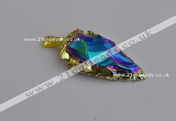 NGP7411 22*30mm - 25*40mm arrowhead plated obsidian pendants