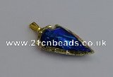 NGP7412 22*30mm - 25*40mm arrowhead plated obsidian pendants