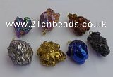 NGP7428 25*35mm - 35*40mm nuggets plated agate pendants