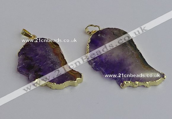 NGP7434 25*45mm - 30*50mm freeform druzy amethyst pendants