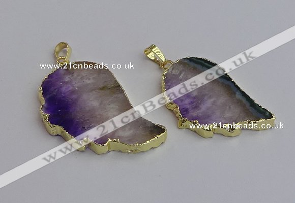 NGP7435 25*45mm - 30*50mm freeform druzy amethyst pendants