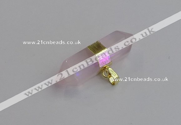 NGP7442 12*45mm sticks rose quartz pendants wholesale