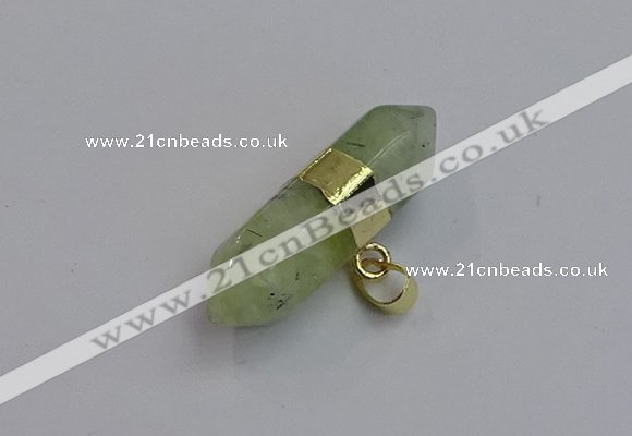 NGP7446 12*45mm sticks green rutilated quartz pendants wholesale