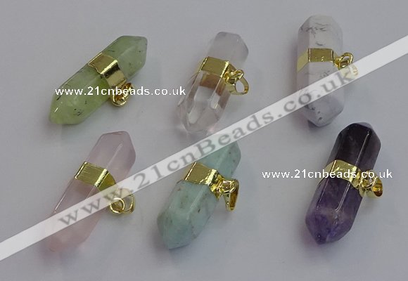 NGP7455 12*45mm sticks mixed gemstone pendants wholesale