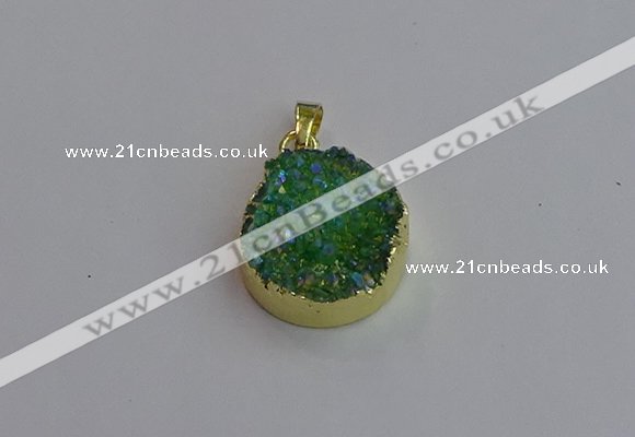 NGP7461 20mm coin plated druzy agate gemstone pendants