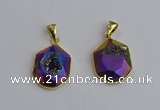 NGP7466 16*18mm freeform plated druzy agate gemstone pendants