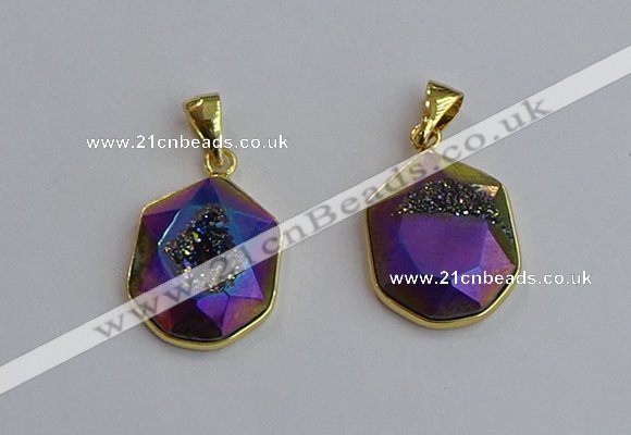 NGP7466 16*18mm freeform plated druzy agate gemstone pendants