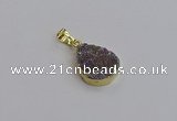 NGP7485 15*20mm flat teardrop plated druzy agate gemstone pendants