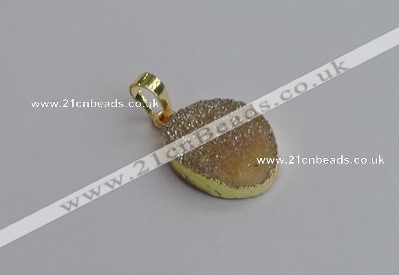 NGP7490 15*20mm oval plated druzy agate gemstone pendants