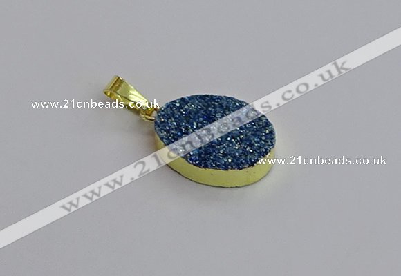 NGP7493 15*20mm oval plated druzy agate gemstone pendants