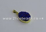 NGP7495 15*20mm oval plated druzy agate gemstone pendants
