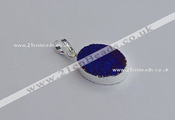 NGP7509 15*20mm oval plated druzy agate gemstone pendants