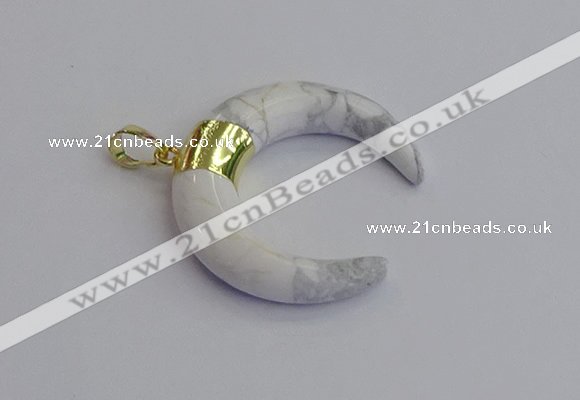 NGP7516 35*38mm horn white howlite pendants wholesale