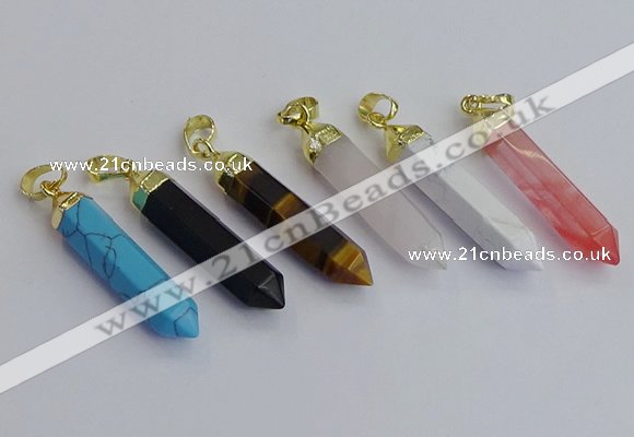 NGP7550 8*40mm sticks mixed gemstone pendants wholesale