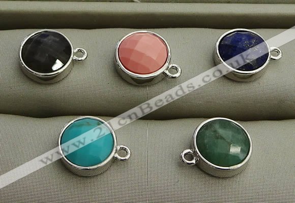 NGP7565 12mm coin mixed gemstone pendants wholesale