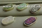 NGP7580 10*15mm oval plated druzy agate pendants wholesale