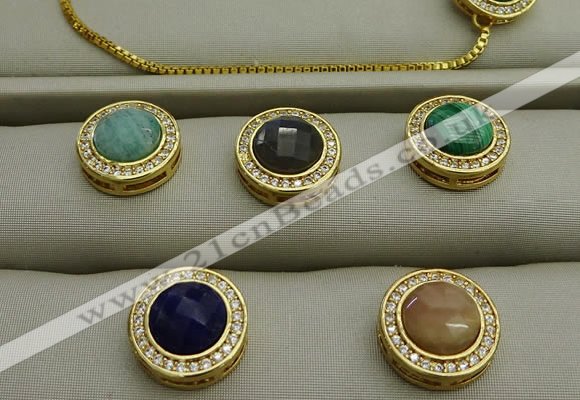 NGP7584 16mm coin mixed gemstone pendants wholesale