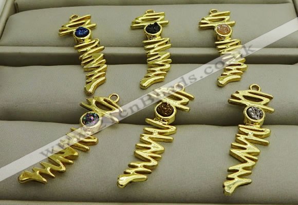 NGP7610 10*35mm plated druzy agate pendants wholesale