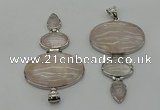 NGP8001 50*82mm - 52*86mm rose quartz pendant set jewelry