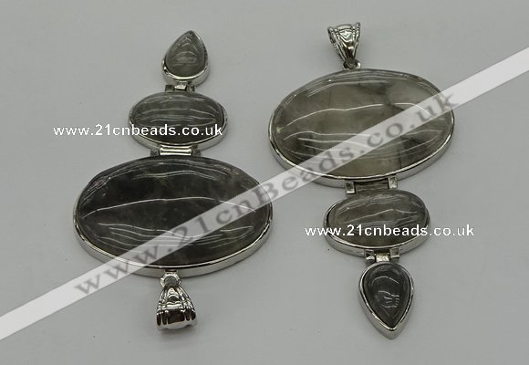 NGP8008 50*82mm - 52*86mm cloudy quartz pendant set jewelry