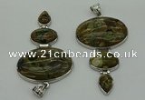 NGP8020 50*82mm - 52*86mm rhyolite gemstone pendant set jewelry