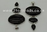 NGP8025 50*82mm - 52*86mm black agate pendant set jewelry