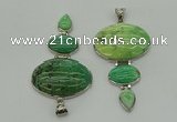 NGP8028 50*82mm - 52*86mm grass agate pendant set jewelry