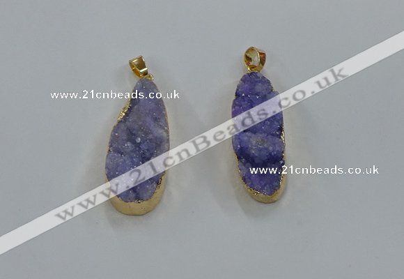 NGP8502 15*33mm - 17*40mm flat teardrop druzy agate pendants