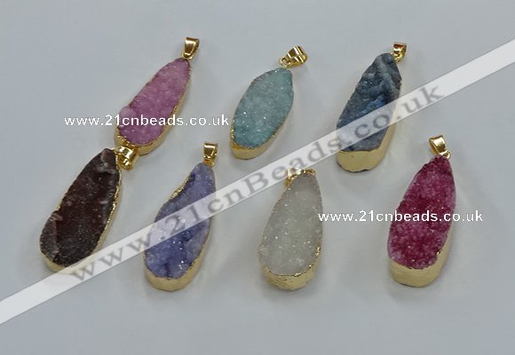 NGP8509 15*33mm - 17*40mm flat teardrop druzy agate pendants