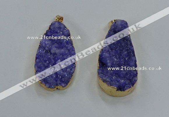 NGP8513 25*48mm - 27*52mm flat teardrop druzy agate pendants