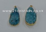 NGP8516 25*48mm - 27*52mm flat teardrop druzy agate pendants